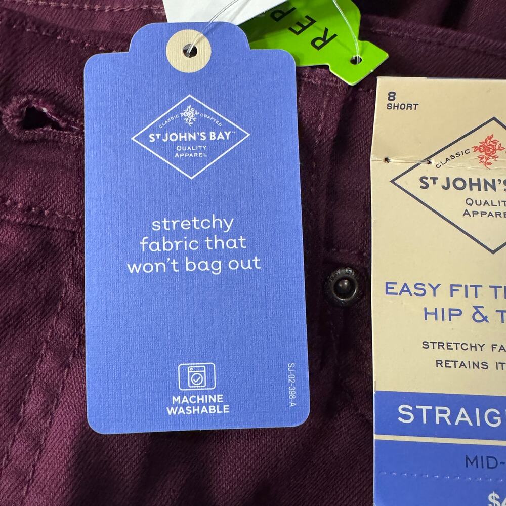 St. John's Bay SZ 8 SHORT Straight Leg Jeans Stretch Mid-Rise Tummy Control New - Picture 10 of 12
